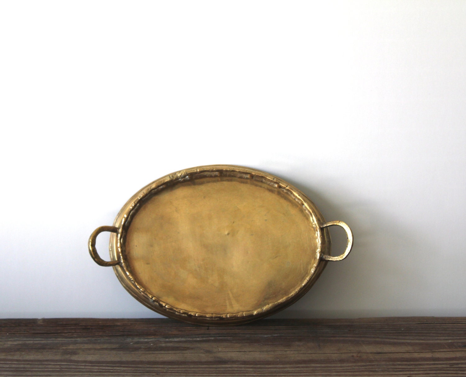 Vintage Petite Brass Bamboo Tray