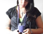 Crochet Wine Glass Necklace in Grape