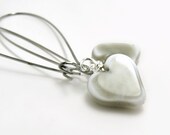 Grey Ceramic Heart Earrings- Grey Jewelry-Heart Jewlery- Valentines Day- Ceramic Jewelry-Shabby Chic- Simple Earrings