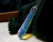 Magic Vortex Pendulum - Neon Opal - Glow in the Dark Pendant - Opalite Moonstone Pedulum with Glowing Spiral Design
