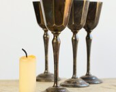 4 Vintage French Silver Liqueur Goblets, Glasses or Cups : Table Decoration