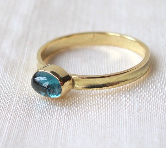 Blue Tourmaline 18k Gold Skinny Ring