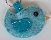 Bird Keychain - Hand-Sewn Felt Bluebird, Sparrow, Birdie
