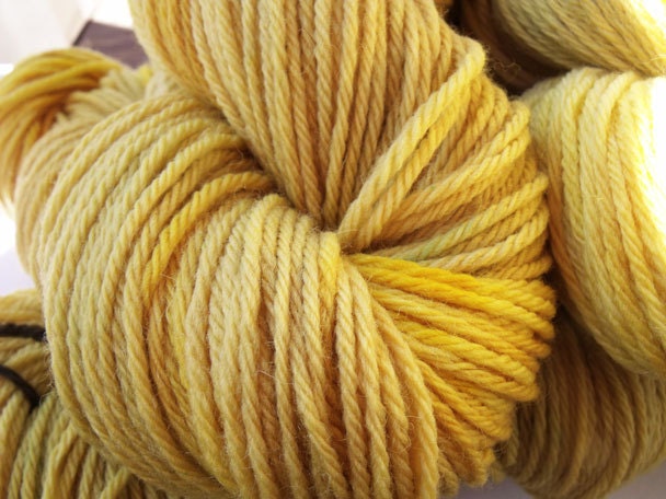 100% Merino Worsted Weight Yarn in Canary -- Large Dye Lot