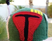 Boba Fett -ish Bounty Hunter Hat: Star Wars -ish Crochet Knit Beanie
