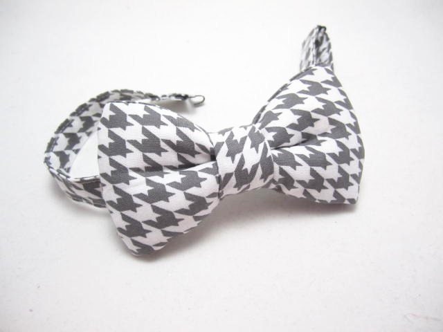 Bow tie Houndstooth Grey and White Newborns - Adults