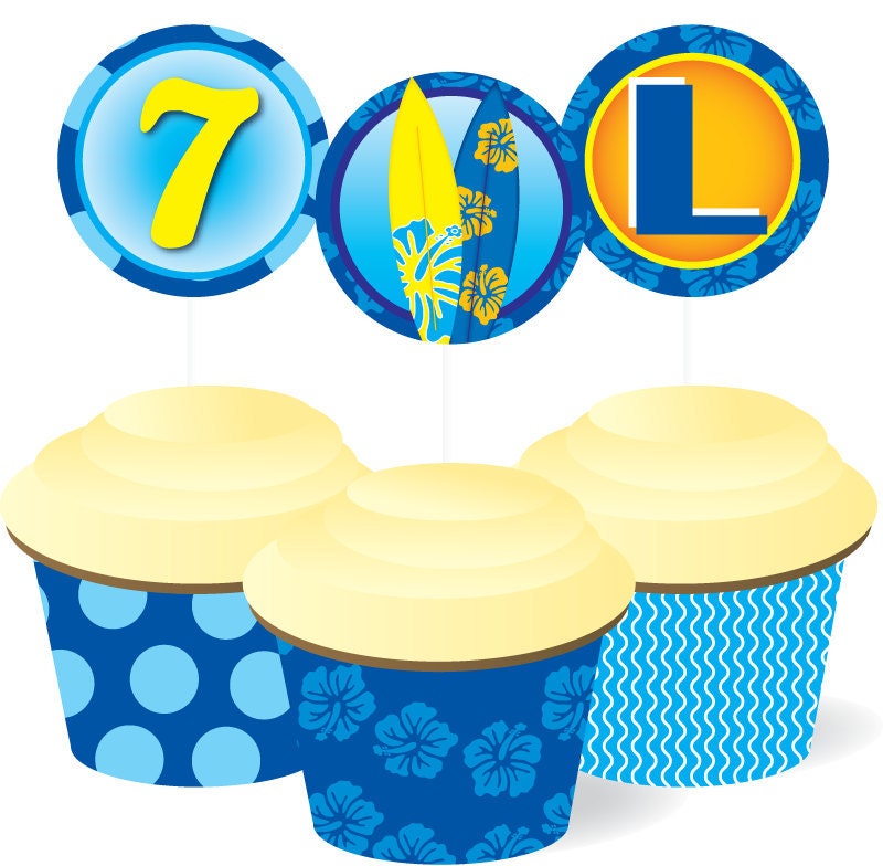 Boy's Pool Birthday Party Cupcake Package