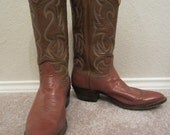 Vintage Mens Nocona Cowboy Brown Leather Western Boots