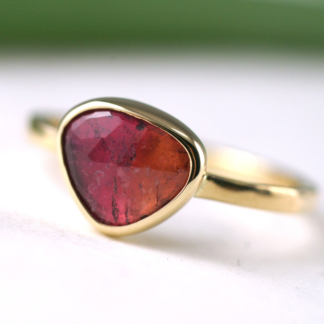 Rose Cut Pink Tourmaline Ring - ooak