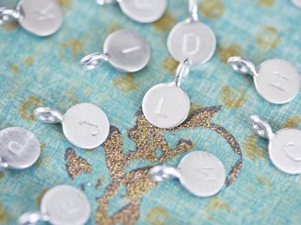 Resrved for Lisa Tiny Initial Charm in Sterling Silver Letter I