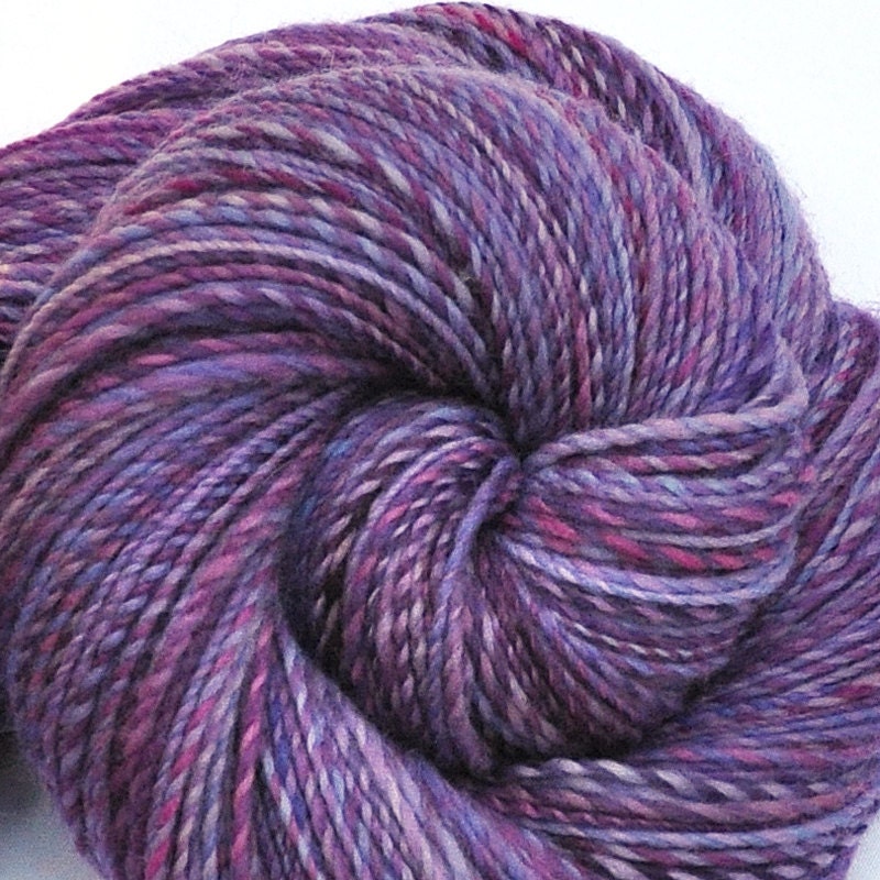 Hand spun yarn - THAI ORCHID - Handpainted Polwarth wool yarn, fine sport weight, 735 yards