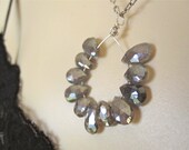 Diamond Cut Labradorite Briolette Antique Silver Necklace
