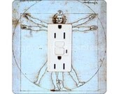 Vitruvian Man Da Vinci Drawing Square GFI Outlet Plate Cover