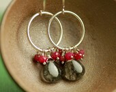 Ruby, Tourmilated Quartz, and Sterling Silver Earrings