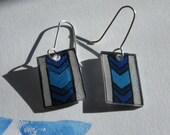 Rectangle and Chevron earrings, silver earring hooks