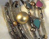 Tears and Gold Bracelet Stack. Mega Bangle Set. Recycled.  Eco Friendly.