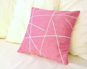 Honeysuckle pink cotton with white stripes pillow cover Mikado Series