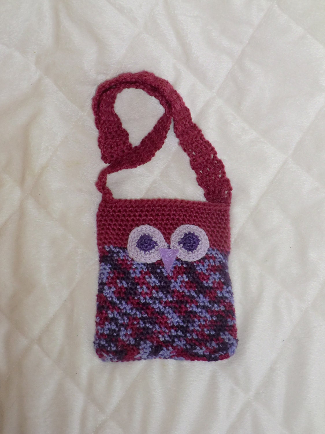 Dark hand crocheted owl bag