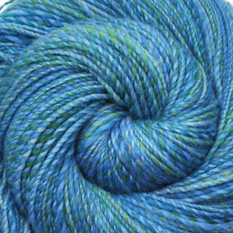 Handspun yarn - BALTIC SEA - Handpainted Falkland wool plied with domestic wool, DK weight, 545 yards