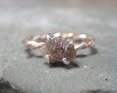 Rough Diamond Solitaire set in Sterling Silver and 14K Yellow Gold Filled  - Handmade and Designed by A Second Time
