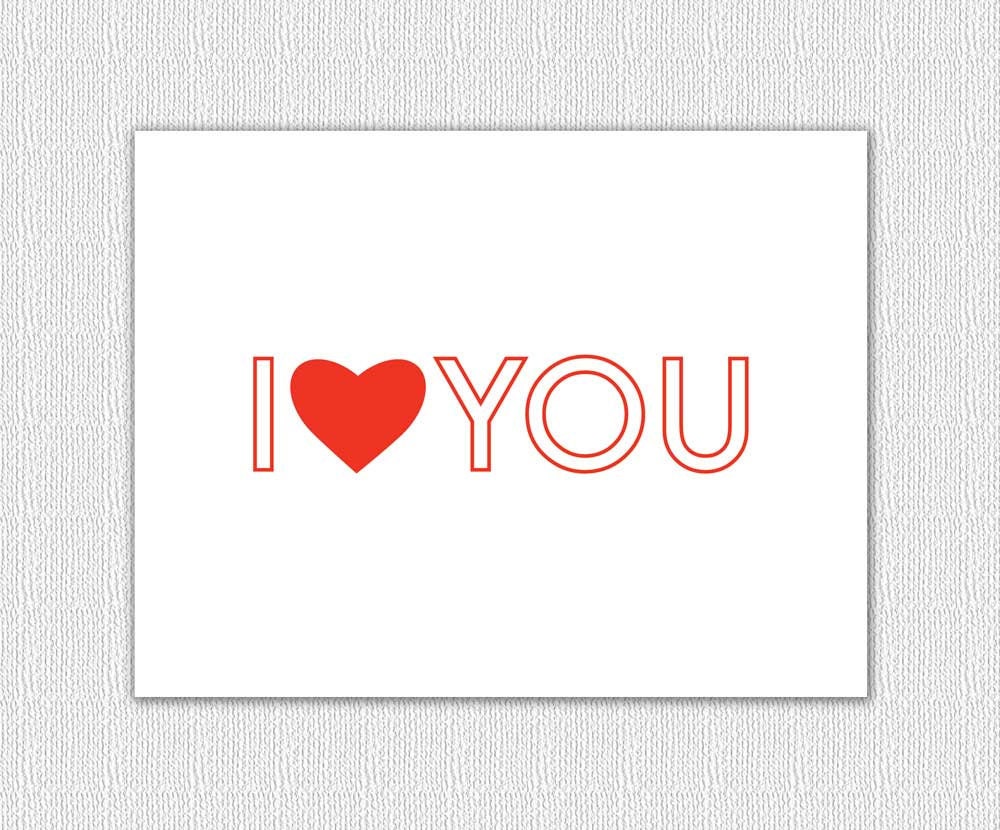 I Heart You Valentines Day Greeting Card - Red with matching heart envelope liner