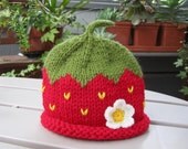 Red Strawberry Newborn Baby Girl Knitted Hat