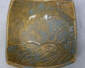 Stoneware  Bowl or SOAP DISH  Handcarved BEETLE  Design