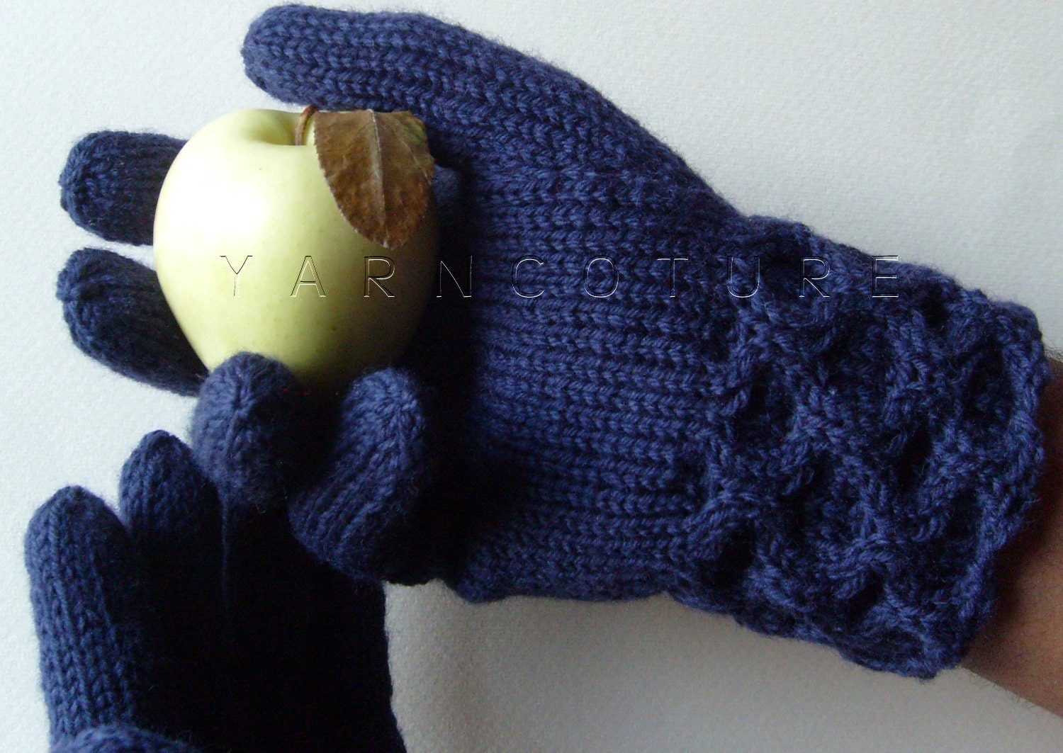 Hand Knit Cabled Cuff Gloves for MEN / Larger Sized