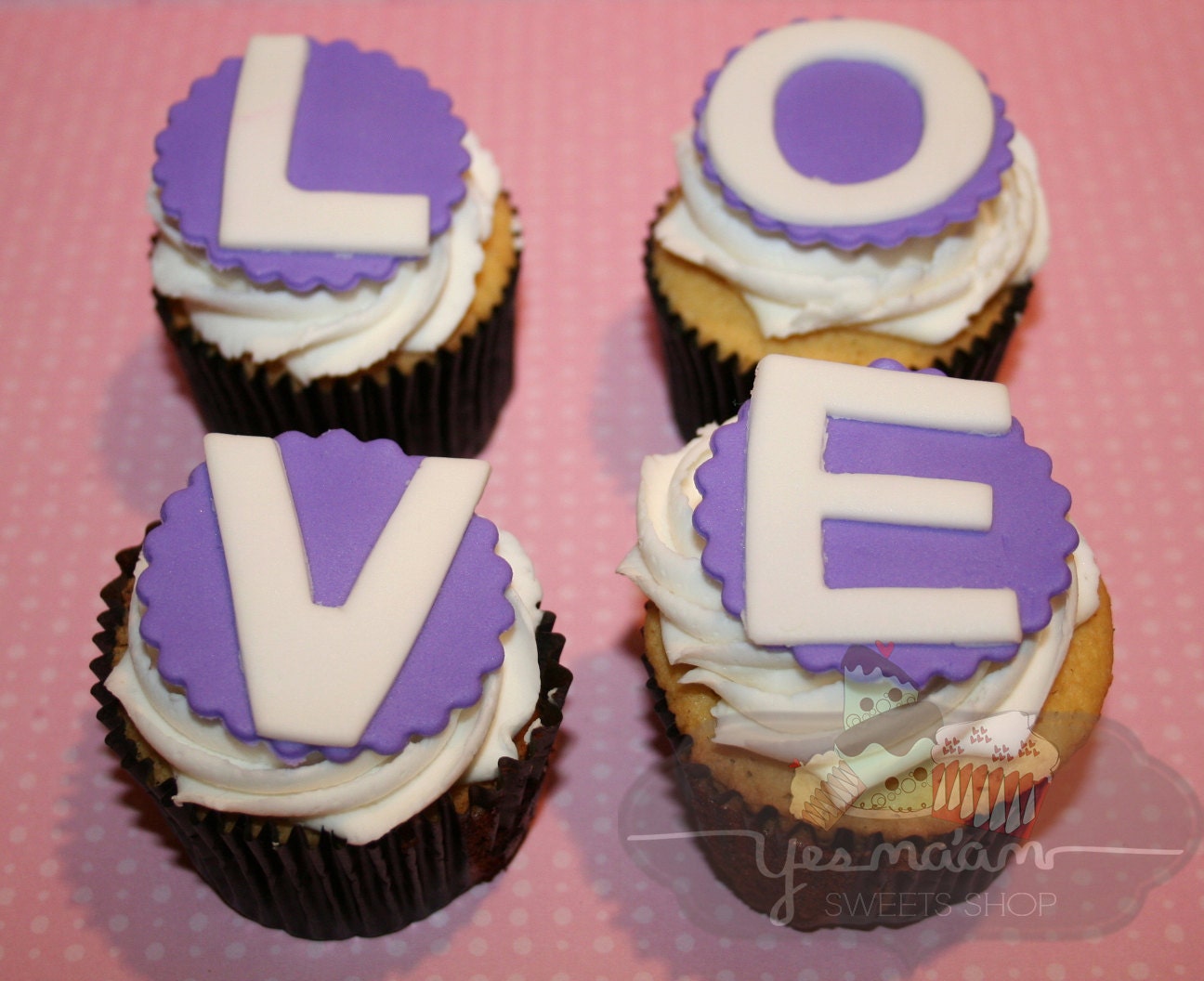 12 LOVE Valentines Fondant Cupcake/Cookie Toppers