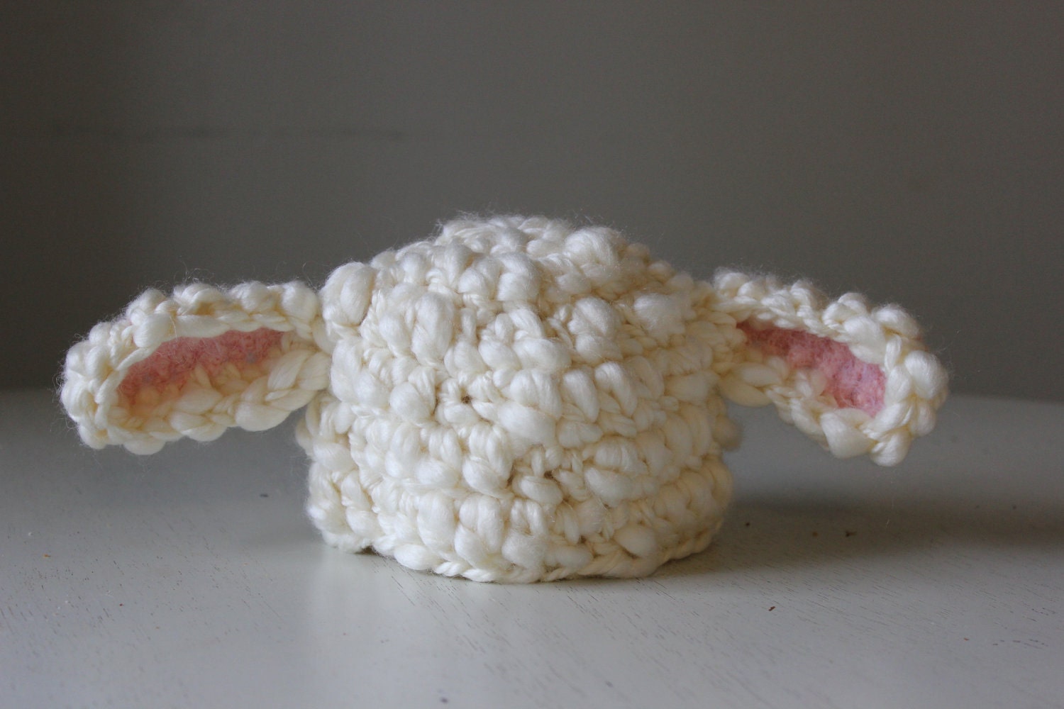 Baby Lamb Hat Crochet  Newborn Photo Prop, Easter or Halloween