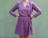 Mini Drses Vintage 70s Wrap Dress purple long sleeve dress size small/medium
