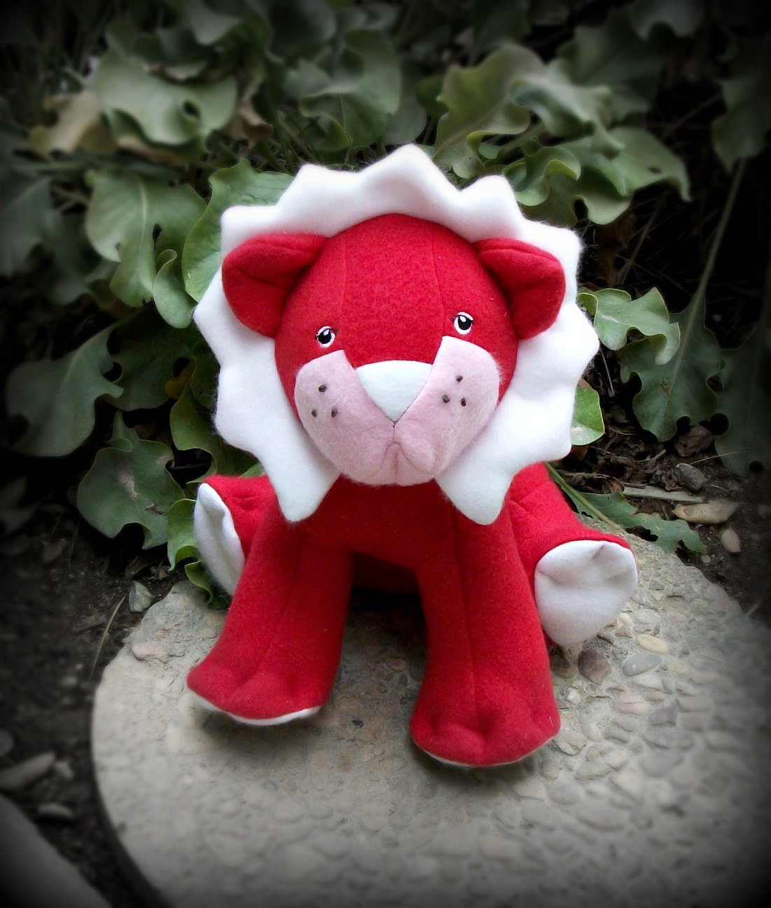 Valentine's - Plush Red and White Lion - FREE SHIPPING