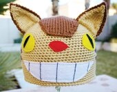 Catbus -ish Hat: Nekobus Beanie Hat - Japanese Cartoon Cat My Neighbor Totoro