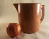 Antique caramel stoneware pottery pitcher with shiny glaze-vintage kitchen pitcher-primitive farmhouse pitcher
