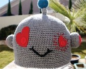 The Lovebot Hat:  Sweet Love Robot Crochet Beanie Hat for Valentine's Day