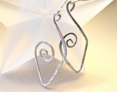 Long Geometric Earrings Sterling Silver Hand Formed and Hammered