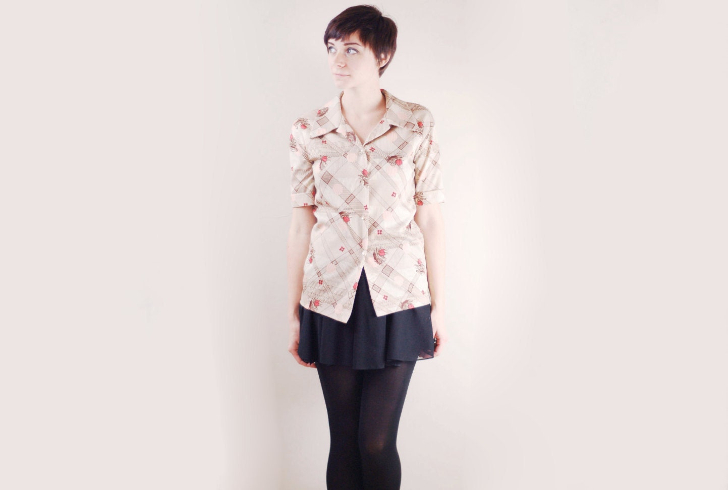 1970s Short Sleeve Blouse - S/XS