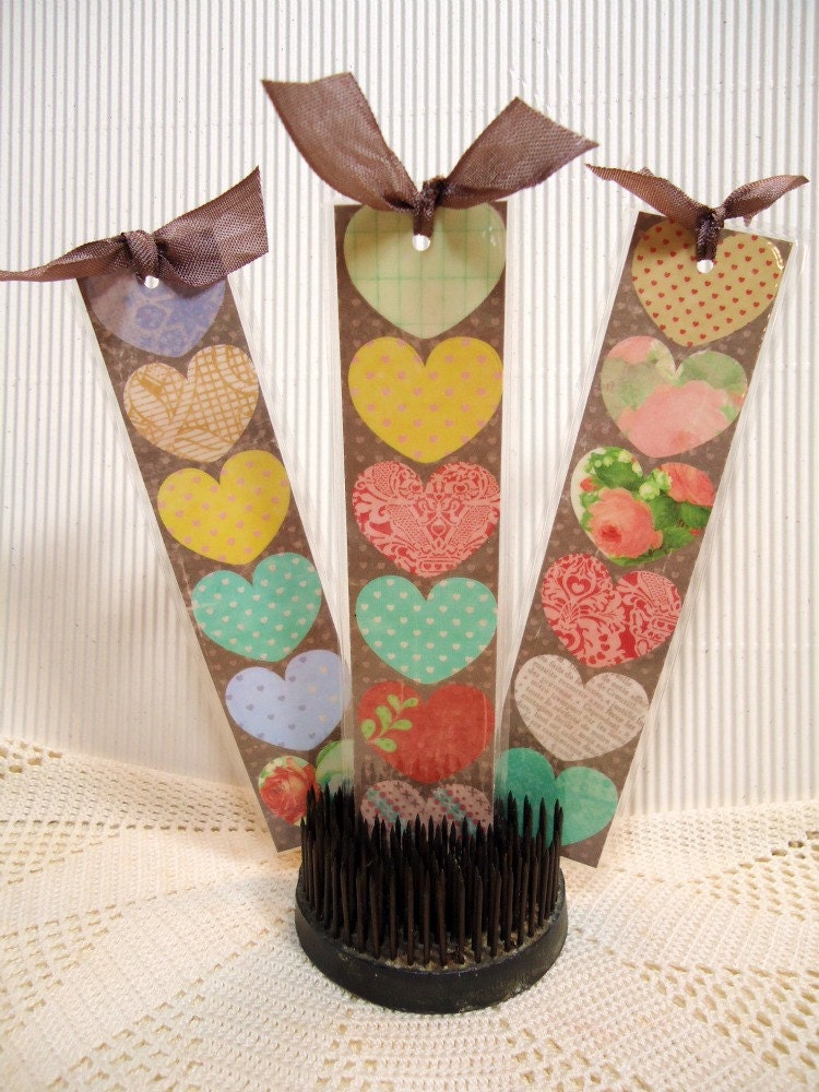 Laminated Bookmarks - Hip Hearts - Set of 3