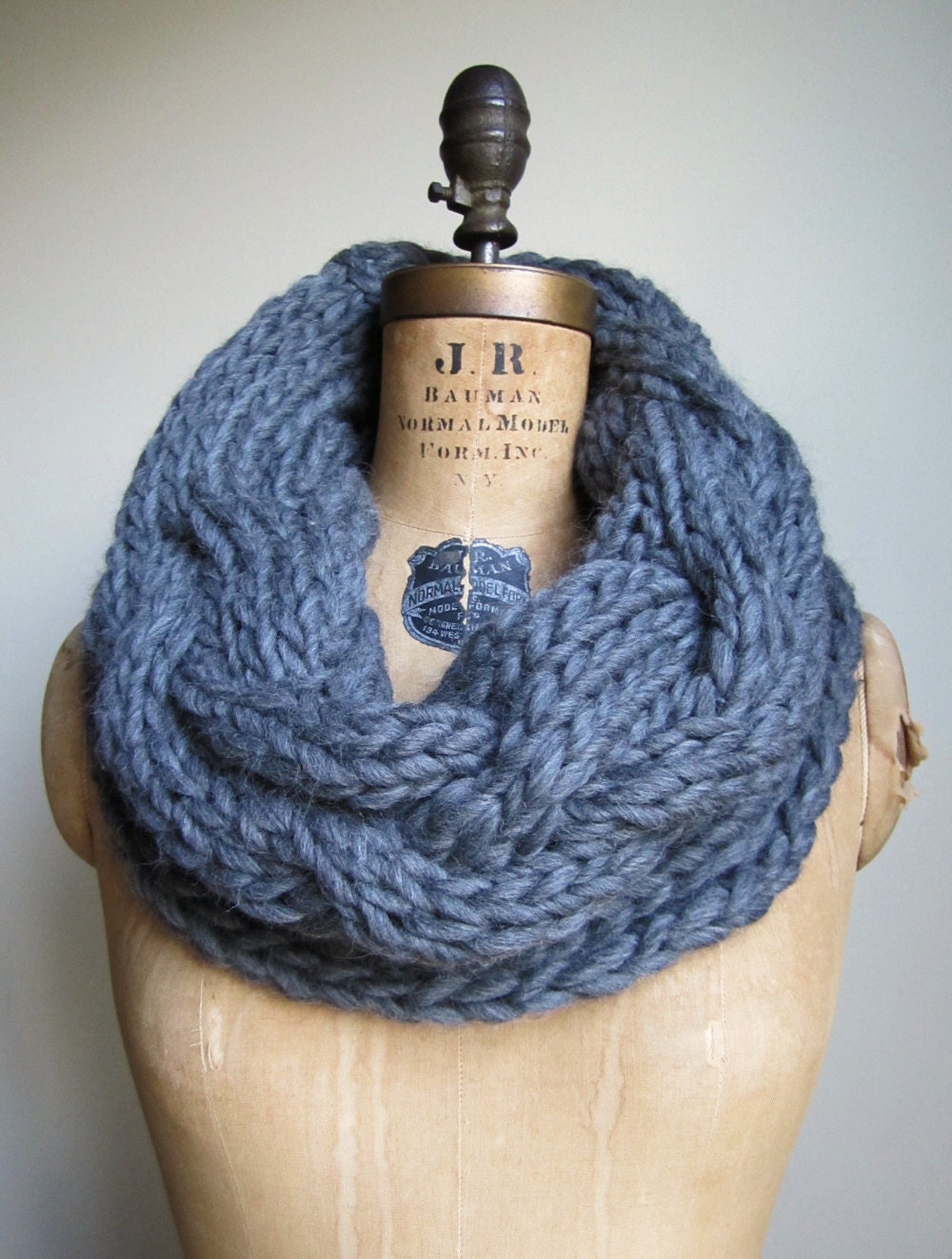 Oversized Cable knit cowl Charcoal Grey