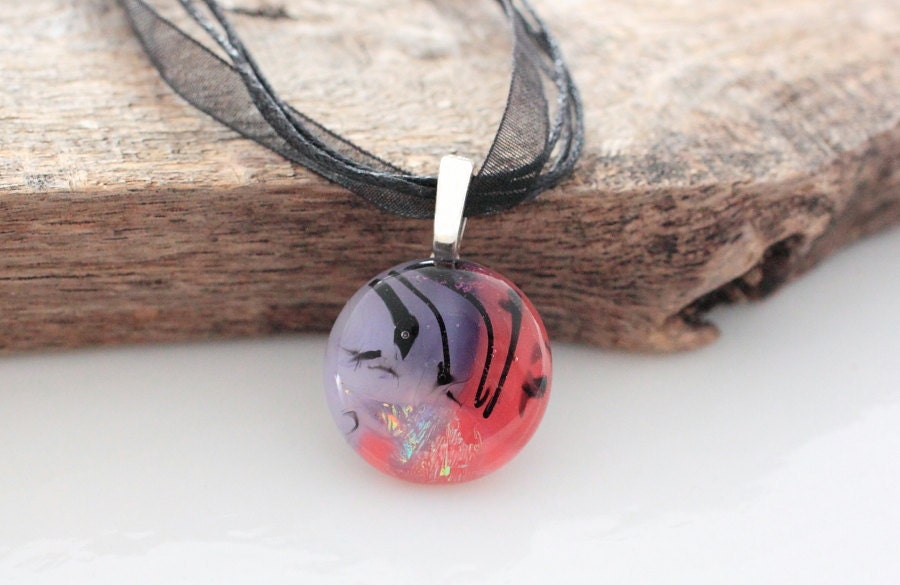 Fused Glass Pendant  Lavendar Pink