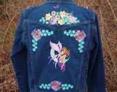 embroidered jacket dreaming of spring jean jacket OOAK