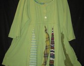 Soft Green Baby Doll Tunic Plus size Upcycled