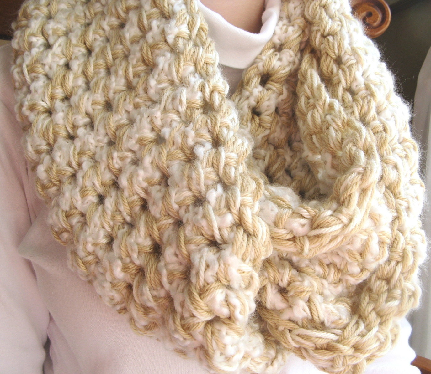 Crochet Cowl Cream Bone White Chunky