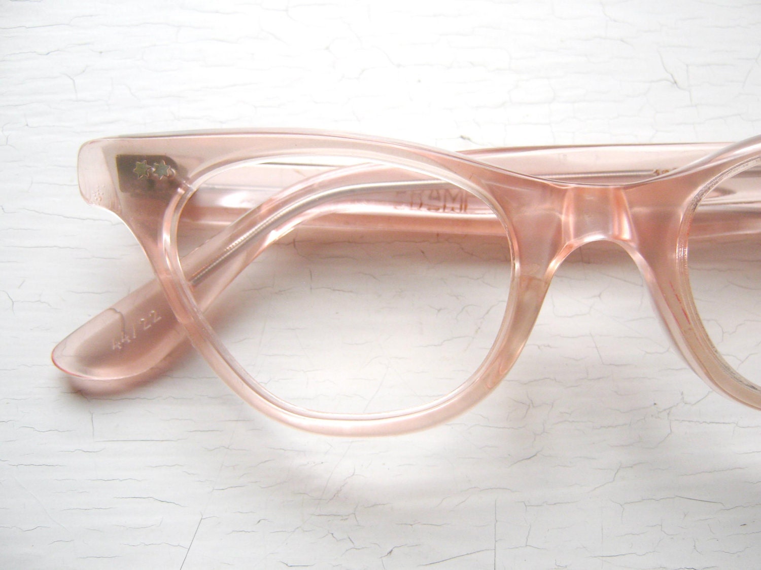 French 50's Cat Eye Eyeglass Frames Salmon Pink Icy Eyeglasses Eyeglass Frames
