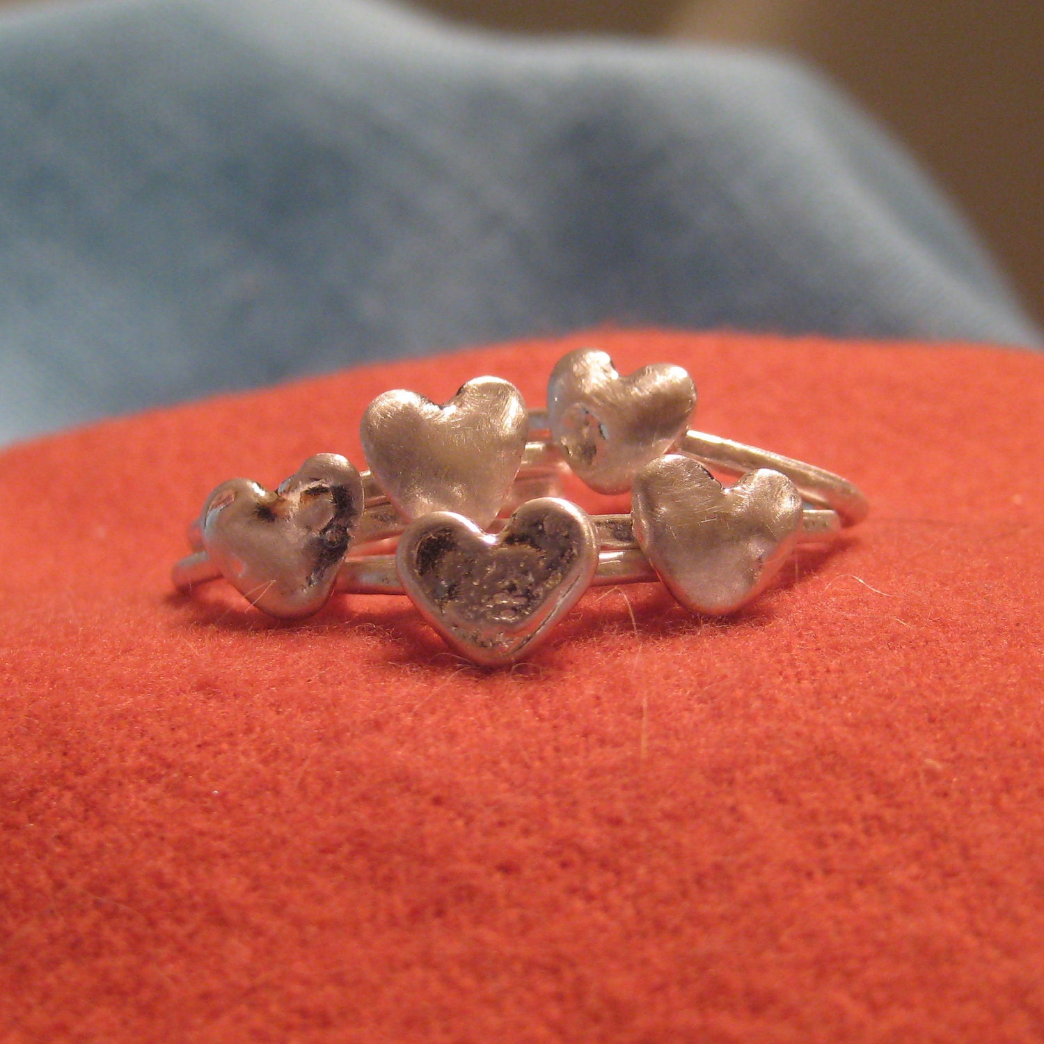 Heart Ring Silver Tiny Valentine Stacking Ring Recycled Organic Rustic Art Multiple Discount Valentines Day Gift JJDLJewelryArt