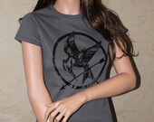 The Hunger Games Inspired Black Mockingjay Symbol Shirt SIZE XXL