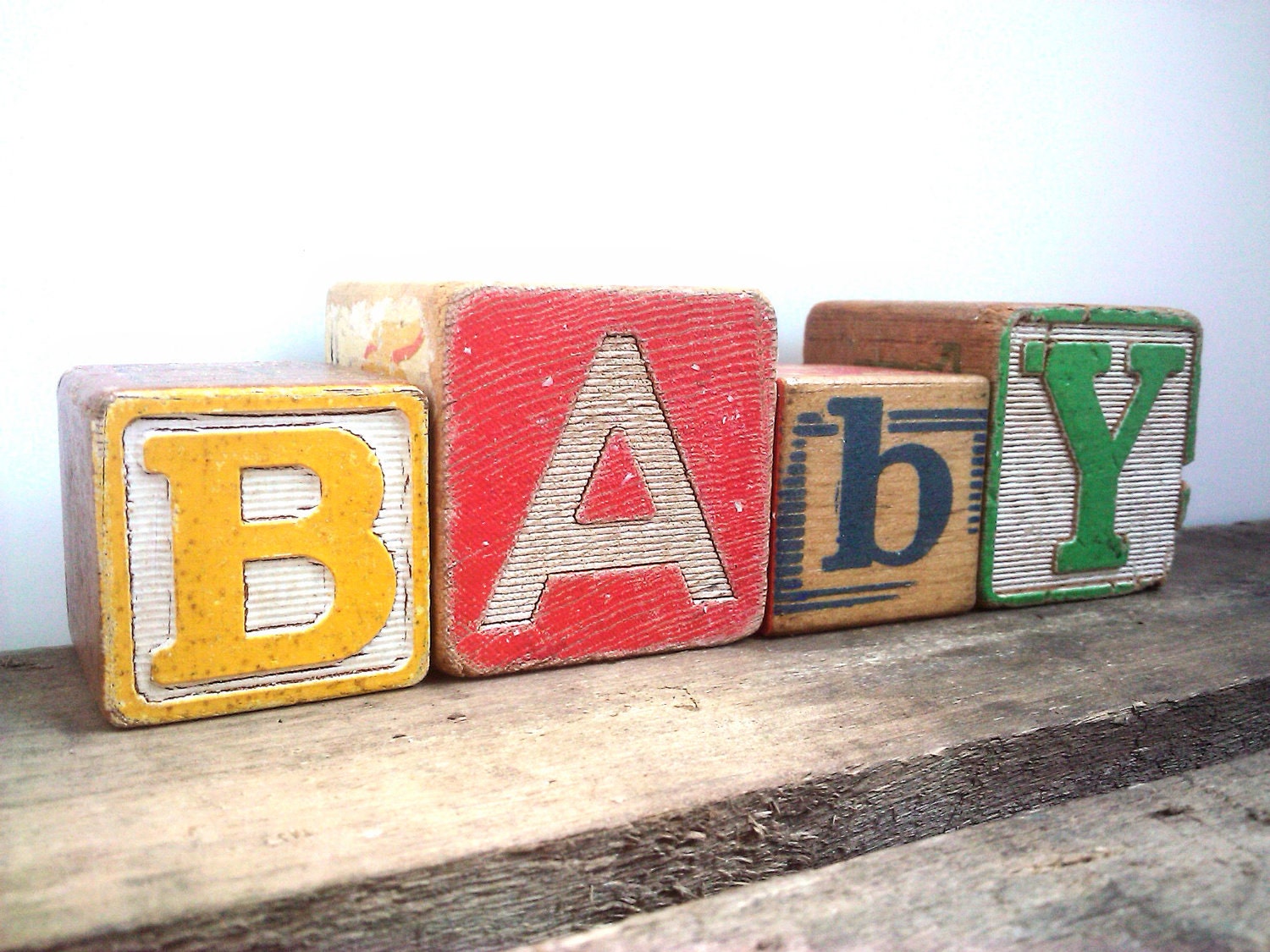 Maternity Photography Props - Mismatched Vintage Wooden ABCs & 123s - Made To Order - Spell Words - Phrases - Names - Sweet Nothings
