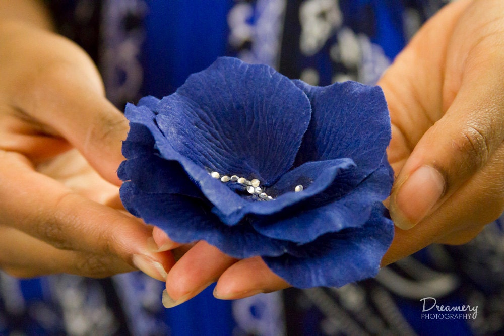 Air Force Blue Rose Flower Hair Clip