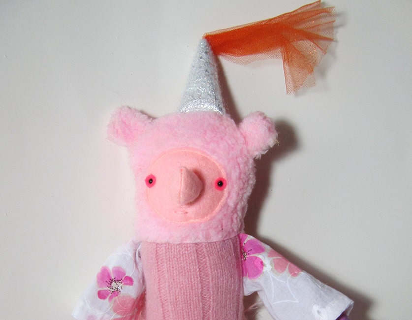 Fuzzy butted pink dancing princess plush bear softie