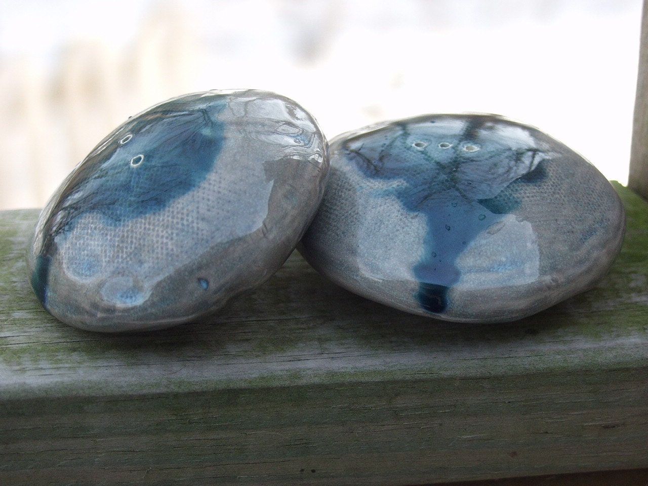 Linen Look Salt and Pepper Shakers set of 2 Shakers Olive and Peacock